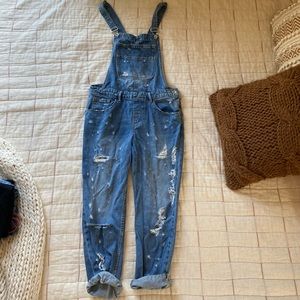 ZARA Distressed Denim Overalls